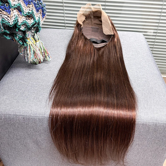 The Silky Chocolate — 13x4 Lace Frontal Straight Chestnut #4 Wig (Density 250%)
