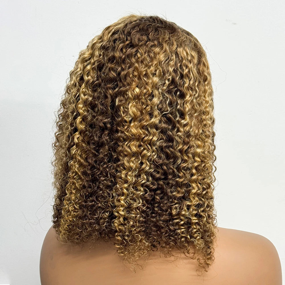 Le Bob Solaire — Perruque 13x4 Lace Frontal Jerry Curly Méchée (Densité 200%)