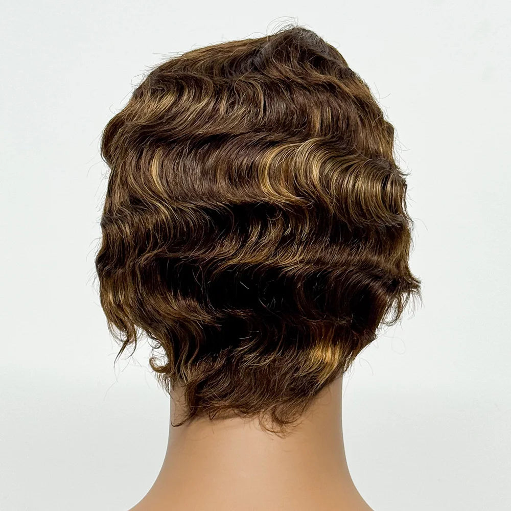 The Bohemian Pixie — Short Loose Wave Full Machine Made Wig (Density 150%)
