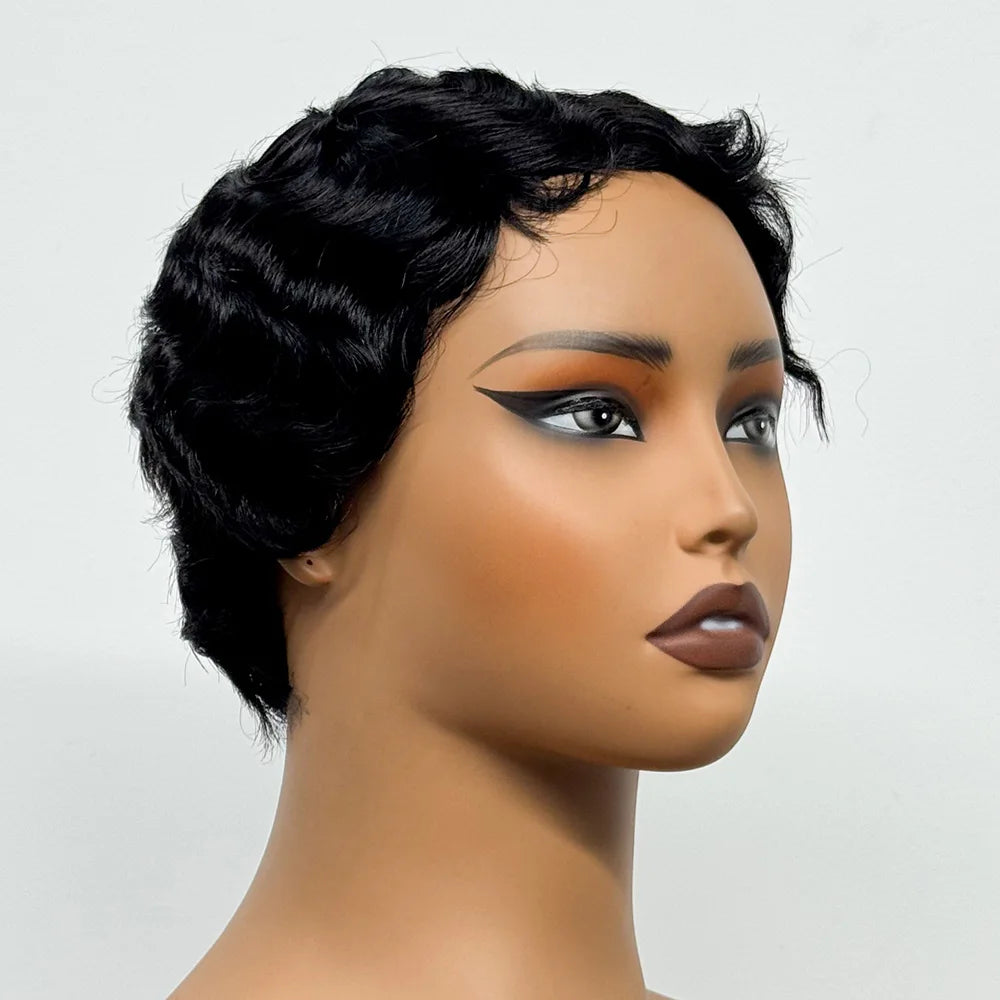 The Bohemian Pixie — Short Loose Wave Full Machine Made Wig (Density 150%)