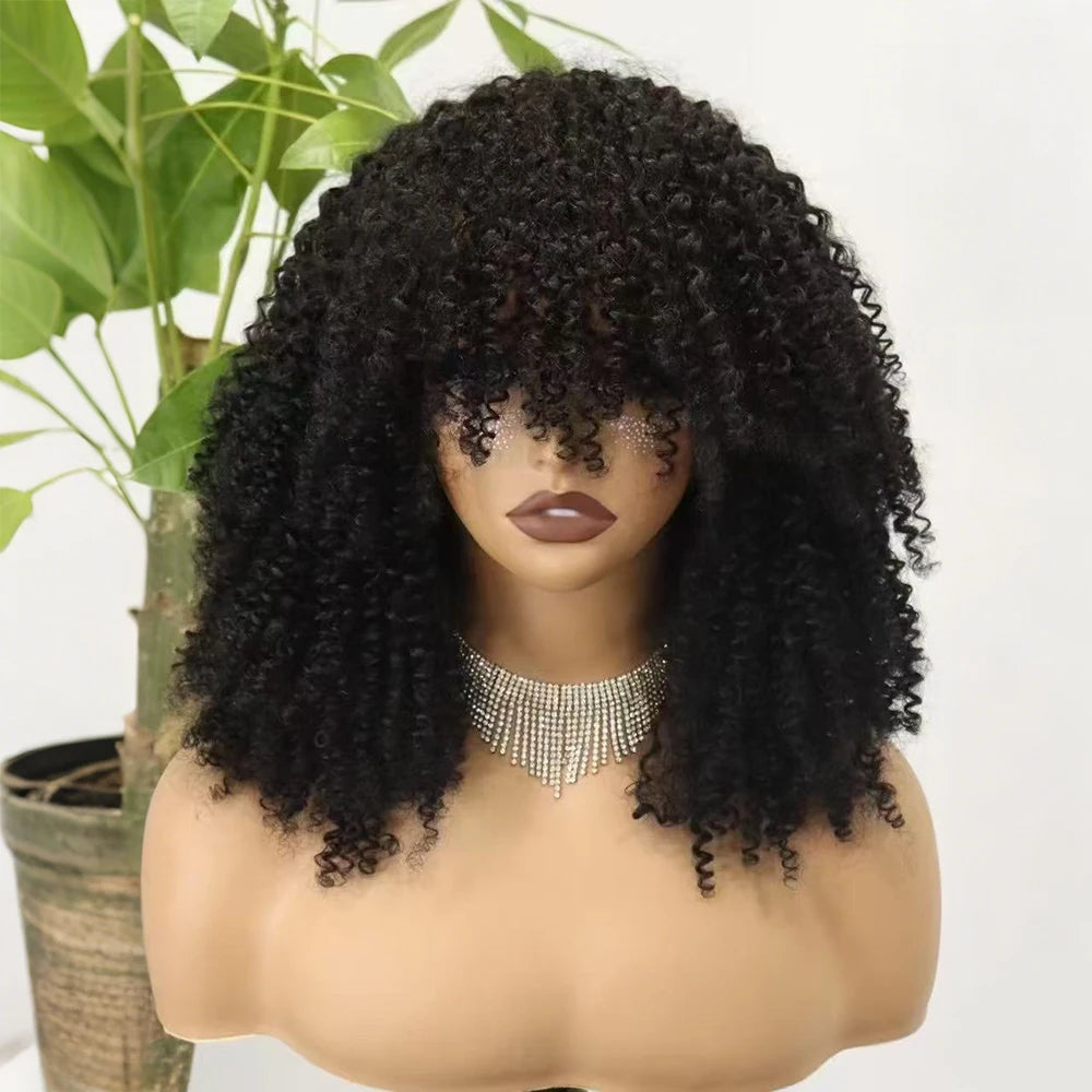 The Afro Crown — Kinky Curly Wig with Bangs (Maximum Density 350%)