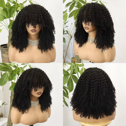 The Afro Crown — Kinky Curly Wig with Bangs (Maximum Density 350%)