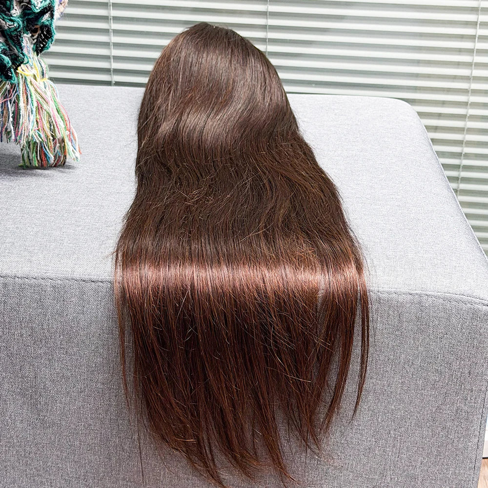 La Soyeuse Chocolat — Perruque 13x4 Lace Frontal Straight Châtain #4 (Densité 250%)