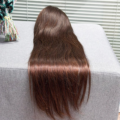 La Soyeuse Chocolat — Perruque 13x4 Lace Frontal Straight Châtain #4 (Densité 250%)