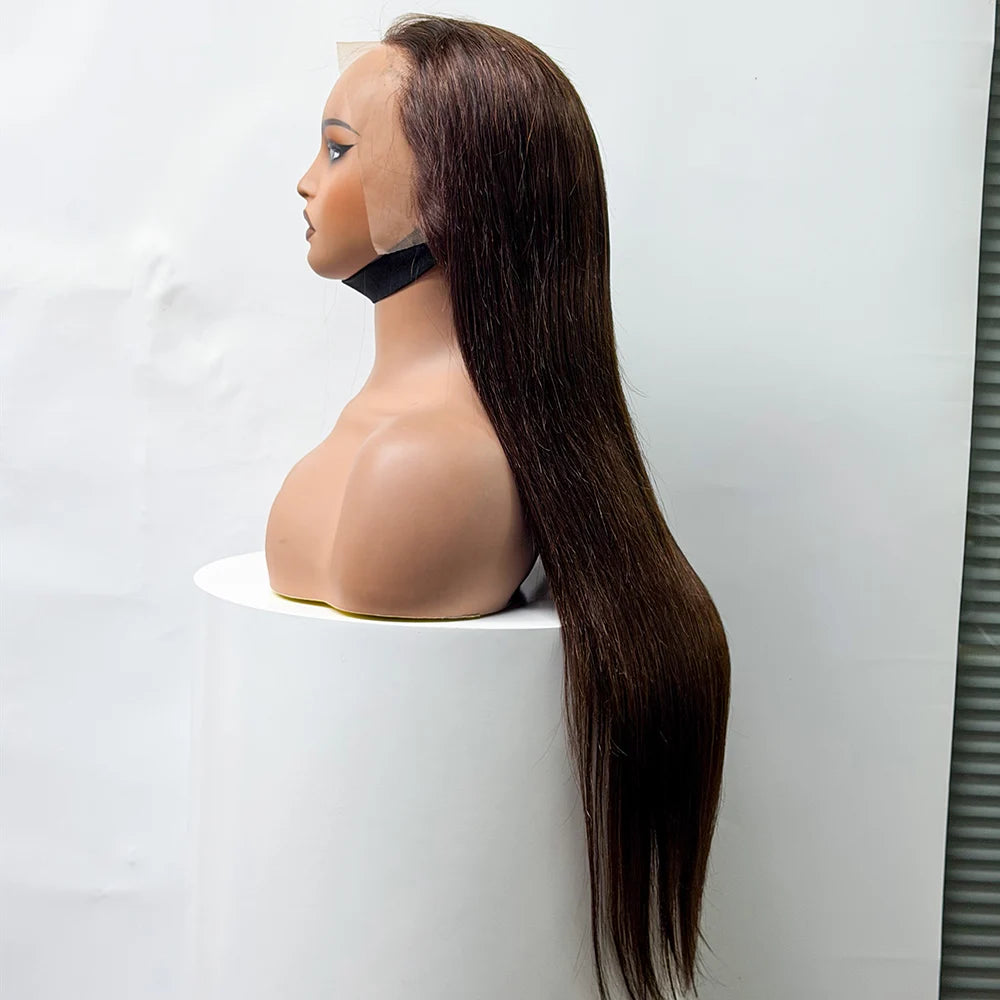 La Soyeuse Chocolat — Perruque 13x4 Lace Frontal Straight Châtain #4 (Densité 250%)
