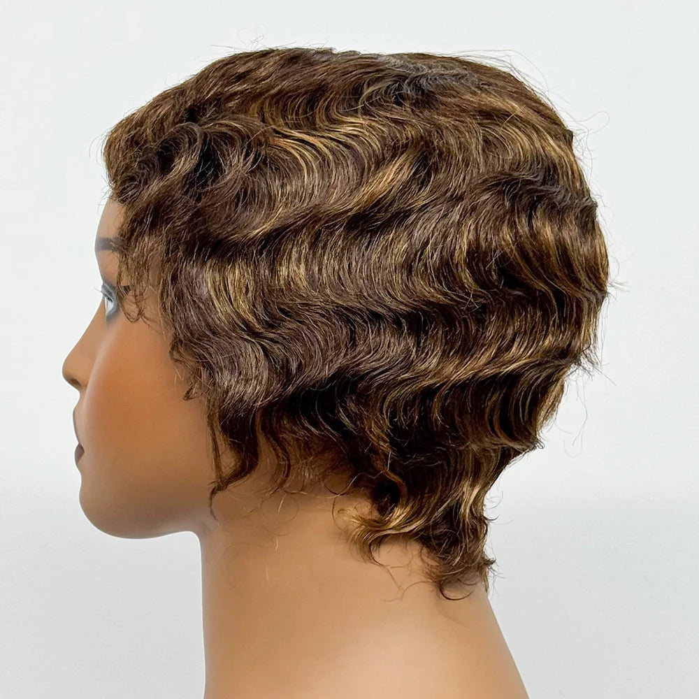 The Bohemian Pixie — Short Loose Wave Full Machine Made Wig (Density 150%)