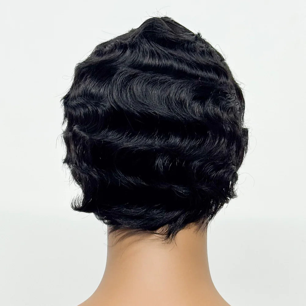 The Bohemian Pixie — Short Loose Wave Full Machine Made Wig (Density 150%)