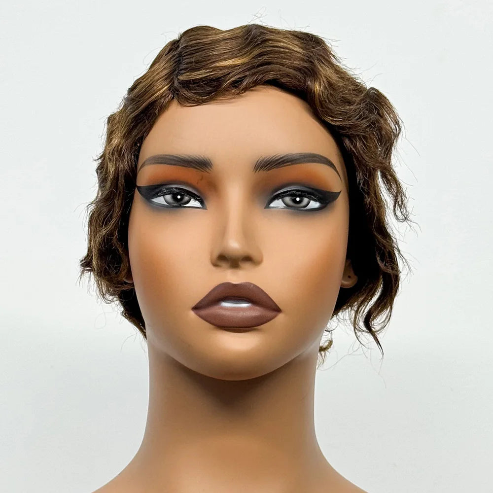 The Bohemian Pixie — Short Loose Wave Full Machine Made Wig (Density 150%)