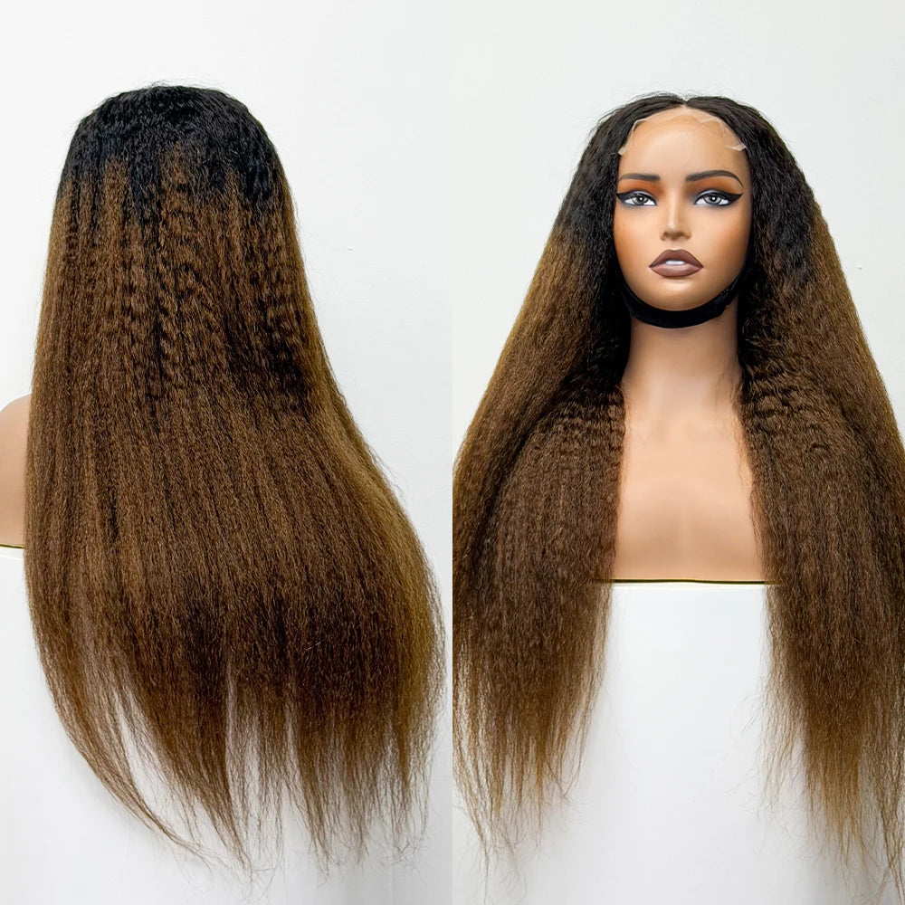 La Sublime Yaki — Perruque 5x5 HD Lace Closure Kinky Straight (Densité Suprême 300% - 28")