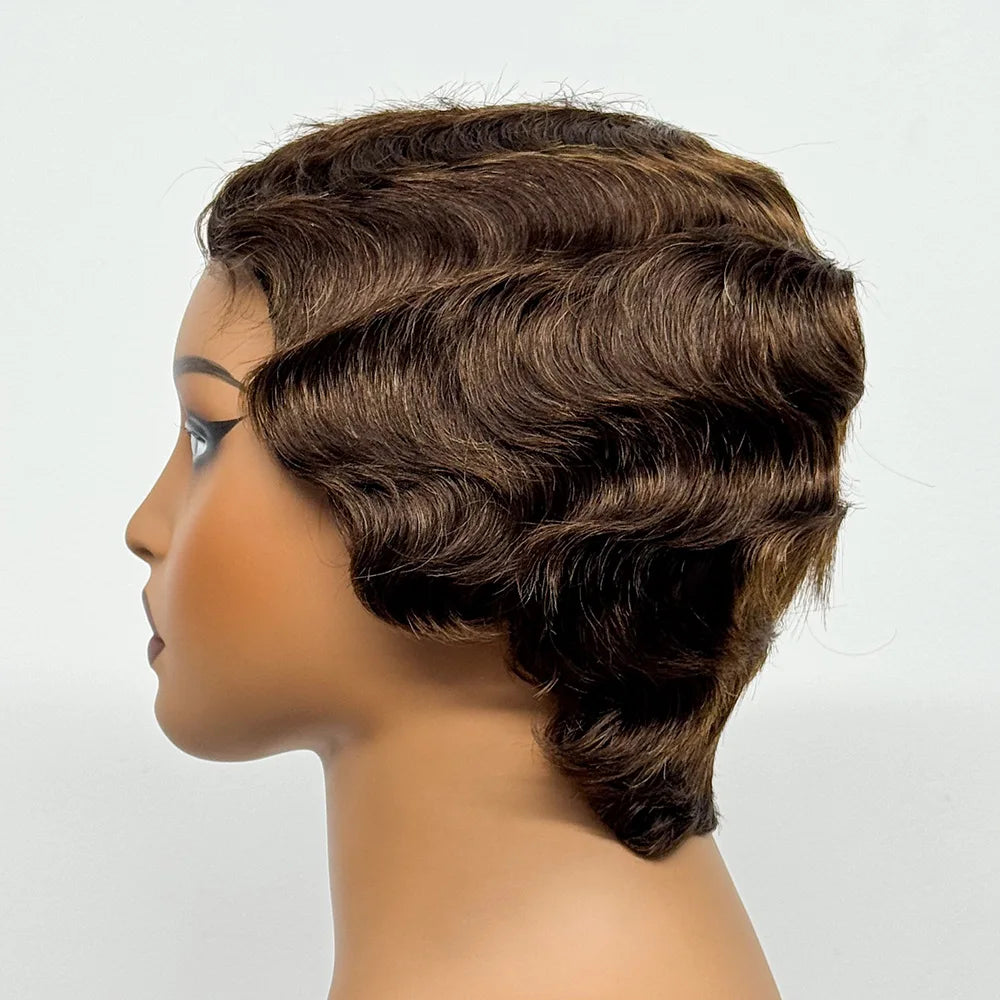 The Bohemian Pixie — Short Loose Wave Full Machine Made Wig (Density 150%)