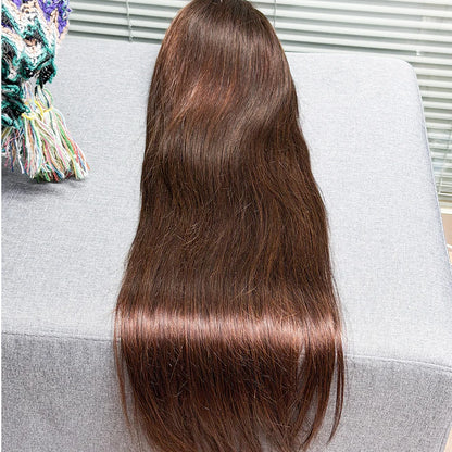 La Soyeuse Chocolat — Perruque 13x4 Lace Frontal Straight Châtain #4 (Densité 250%)