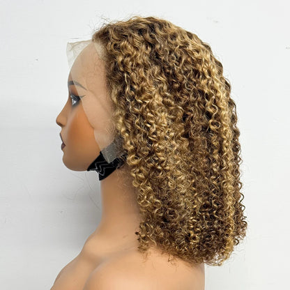 Le Bob Solaire — Perruque 13x4 Lace Frontal Jerry Curly Méchée (Densité 200%)