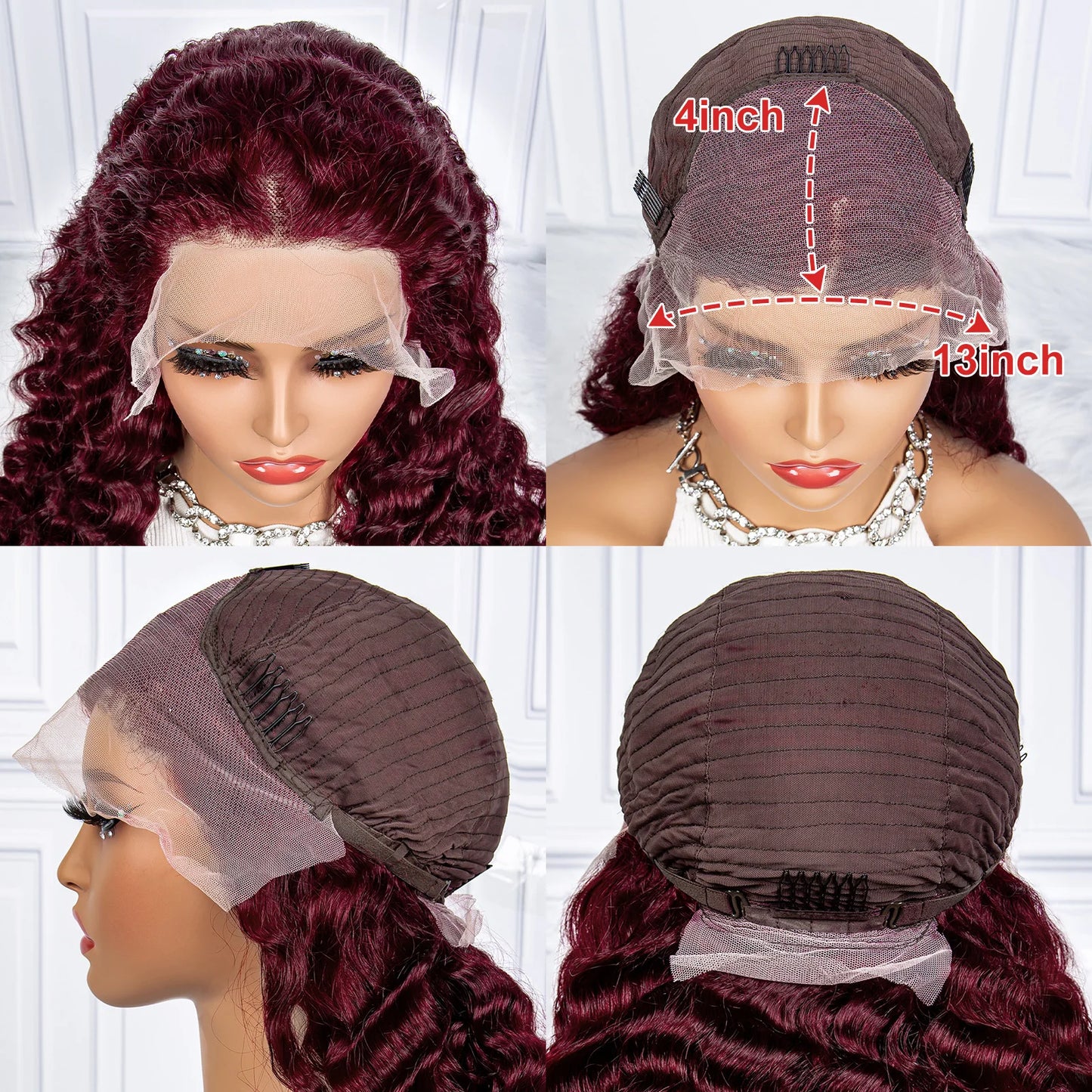 The Wine Dregs — 13x4 Lace Frontal Deep Wave Burgundy Ripe Wig (Density 250%)