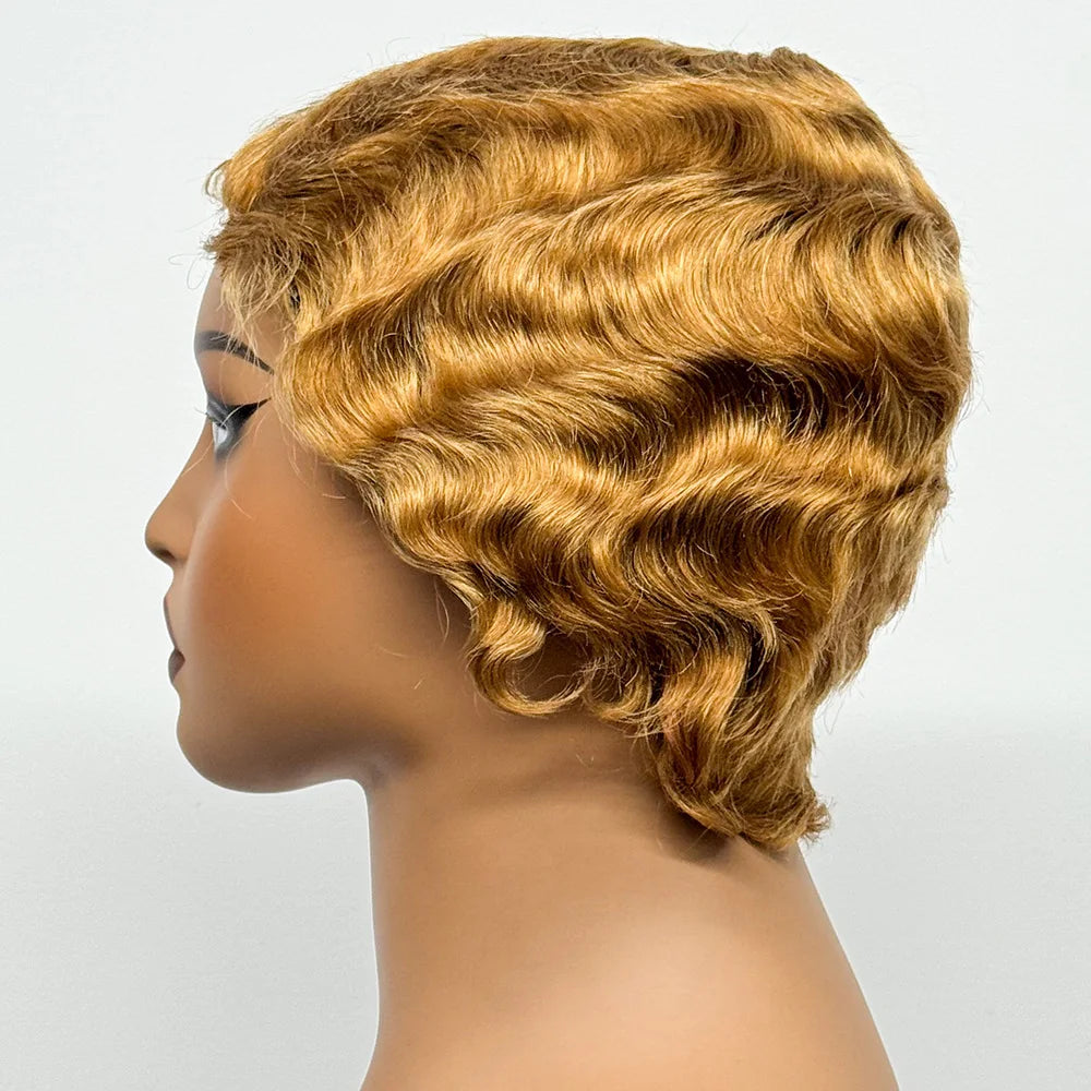 The Bohemian Pixie — Short Loose Wave Full Machine Made Wig (Density 150%)
