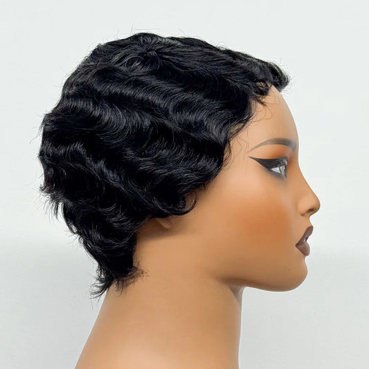 The Bohemian Pixie — Short Loose Wave Full Machine Made Wig (Density 150%)