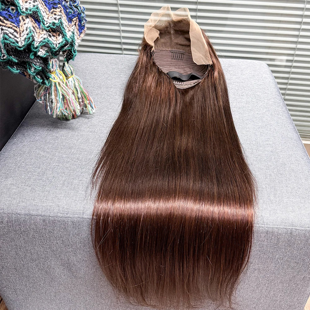 La Soyeuse Chocolat — Perruque 13x4 Lace Frontal Straight Châtain #4 (Densité 250%)