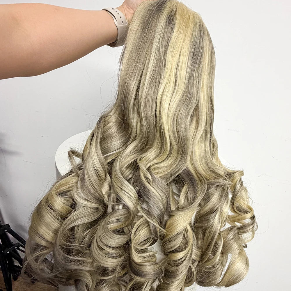 The Ombre Olympus — 13x4 Lace Frontal Wavy Wig (Blonde #613 & Gray, Density 250%)