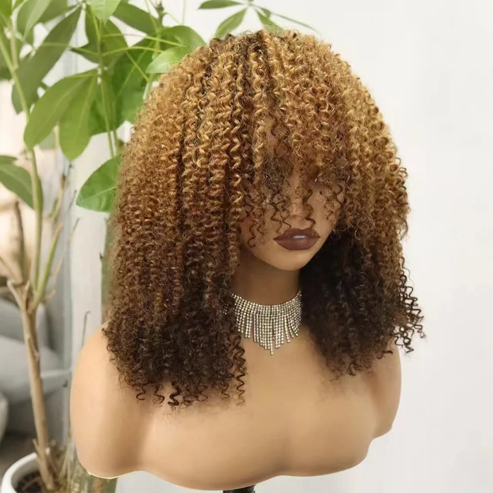 The Afro Crown — Kinky Curly Wig with Bangs (Maximum Density 350%)