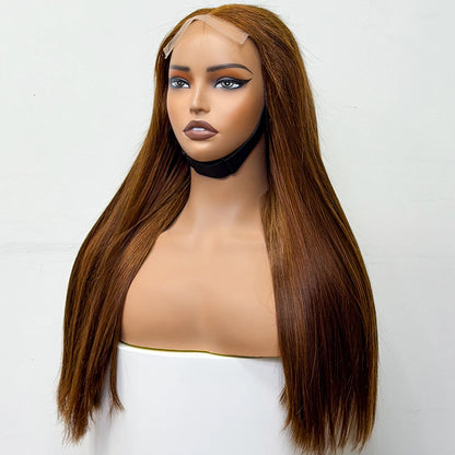 300% Density Glueless Human Hair Wig 24in 5x5 Transparent Lace Closure Wig Highlight Ombre Double Drawn Bone Straight Human Hair