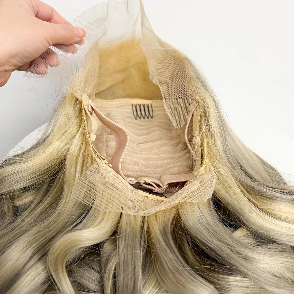 The Ombre Olympus — 13x4 Lace Frontal Wavy Wig (Blonde #613 & Gray, Density 250%)