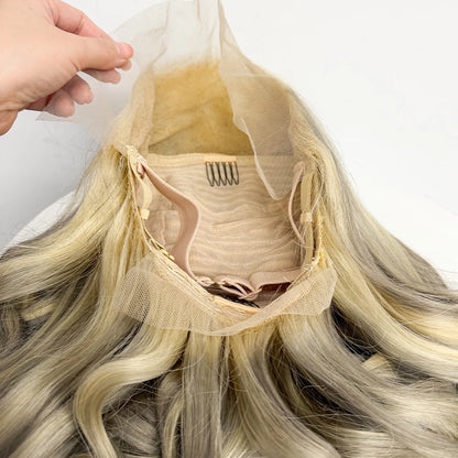 The Ombre Olympus — 13x4 Lace Frontal Wavy Wig (Blonde #613 & Gray, Density 250%)