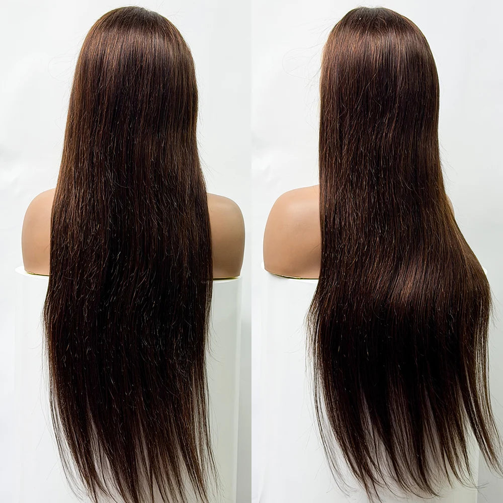 La Soyeuse Chocolat — Perruque 13x4 Lace Frontal Straight Châtain #4 (Densité 250%)