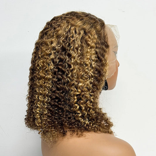 The Solar Bob — 13x4 Lace Frontal Highlighted Jerry Curly Wig (Density 200%)