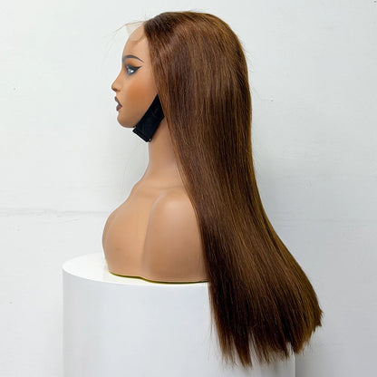 300% Density Glueless Human Hair Wig 24in 5x5 Transparent Lace Closure Wig Highlight Ombre Double Drawn Bone Straight Human Hair