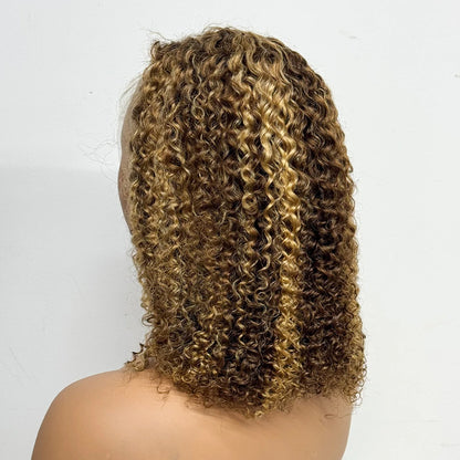 Le Bob Solaire — Perruque 13x4 Lace Frontal Jerry Curly Méchée (Densité 200%)