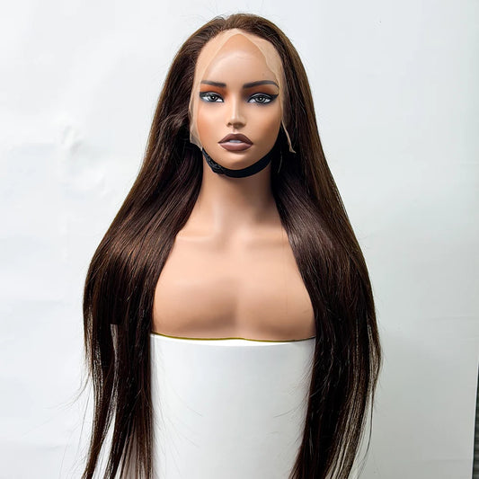 The Silky Chocolate — 13x4 Lace Frontal Straight Chestnut #4 Wig (Density 250%)