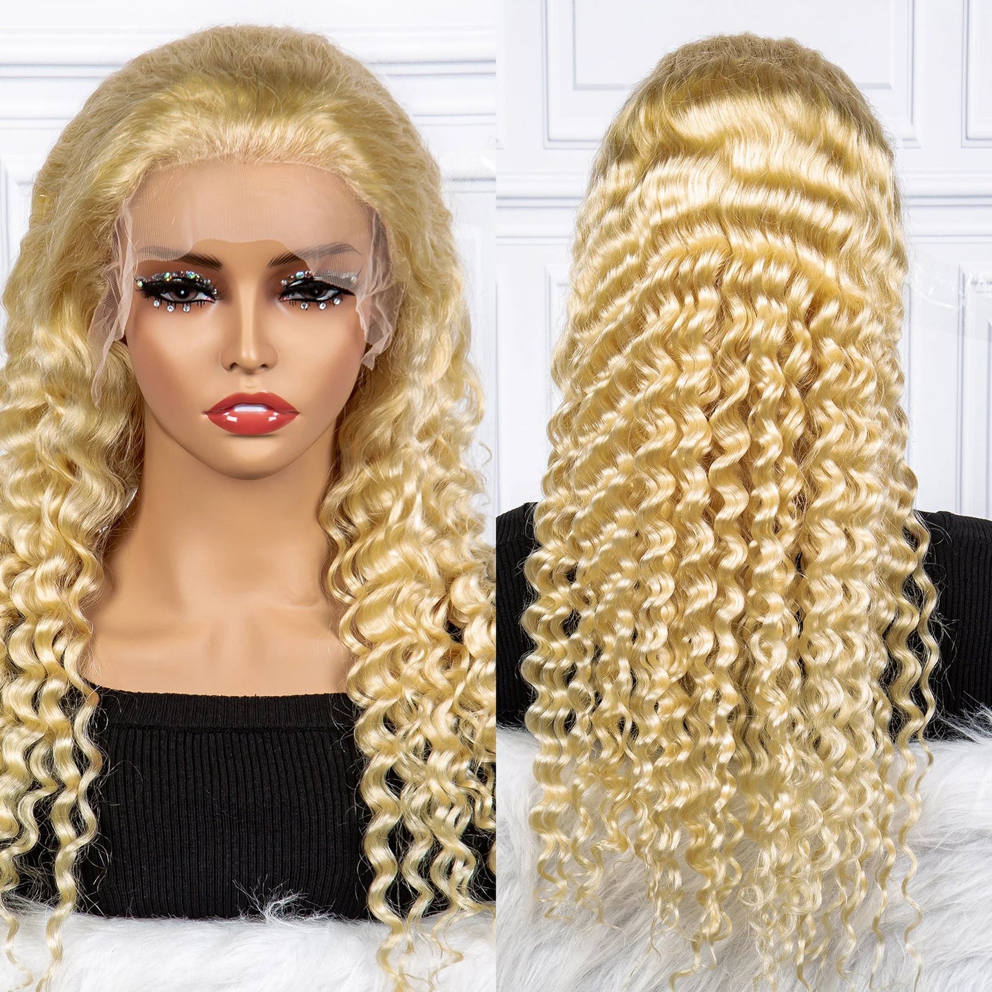 La Platine Royale — Perruque 13x4 Lace Frontal Deep Wave Blond #613 (Densité 250%)