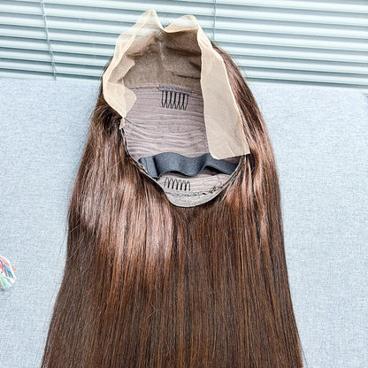 La Soyeuse Chocolat — Perruque 13x4 Lace Frontal Straight Châtain #4 (Densité 250%)