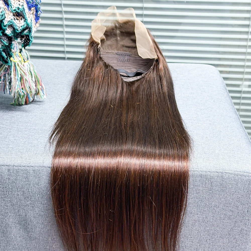 La Soyeuse Chocolat — Perruque 13x4 Lace Frontal Straight Châtain #4 (Densité 250%)