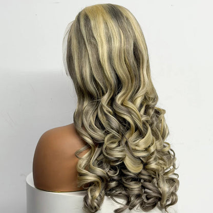 The Ombre Olympus — 13x4 Lace Frontal Wavy Wig (Blonde #613 & Gray, Density 250%)