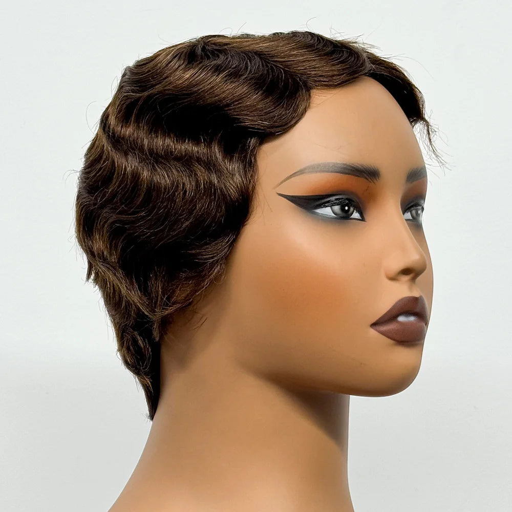 The Bohemian Pixie — Short Loose Wave Full Machine Made Wig (Density 150%)