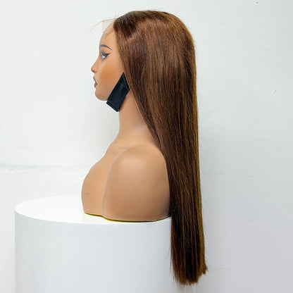 300% Density Glueless Human Hair Wig 24in 5x5 Transparent Lace Closure Wig Highlight Ombre Double Drawn Bone Straight Human Hair