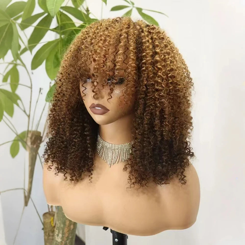 The Afro Crown — Kinky Curly Wig with Bangs (Maximum Density 350%)