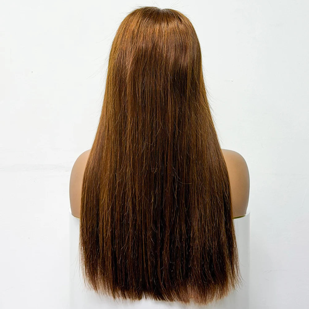 300% Density Glueless Human Hair Wig 24in 5x5 Transparent Lace Closure Wig Highlight Ombre Double Drawn Bone Straight Human Hair