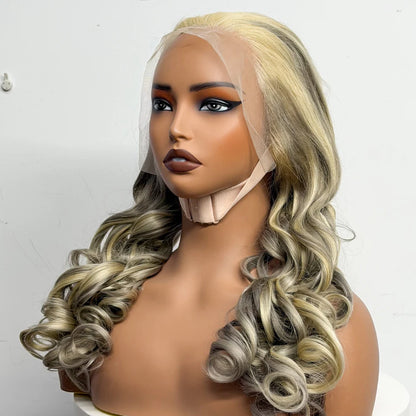 The Ombre Olympus — 13x4 Lace Frontal Wavy Wig (Blonde #613 & Gray, Density 250%)