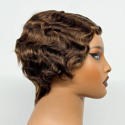 The Bohemian Pixie — Short Loose Wave Full Machine Made Wig (Density 150%)