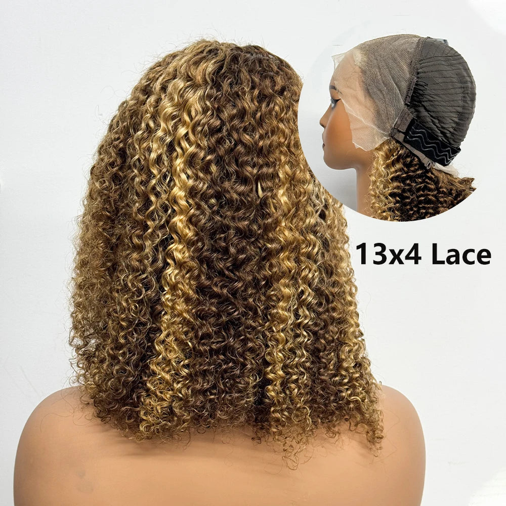 Le Bob Solaire — Perruque 13x4 Lace Frontal Jerry Curly Méchée (Densité 200%)