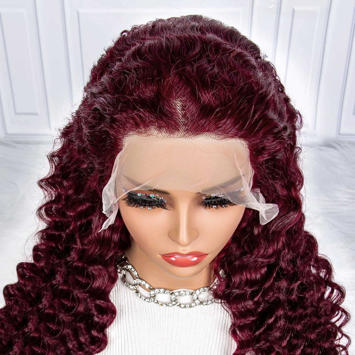 The Wine Dregs — 13x4 Lace Frontal Deep Wave Burgundy Ripe Wig (Density 250%)