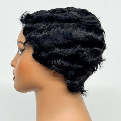 The Bohemian Pixie — Short Loose Wave Full Machine Made Wig (Density 150%)
