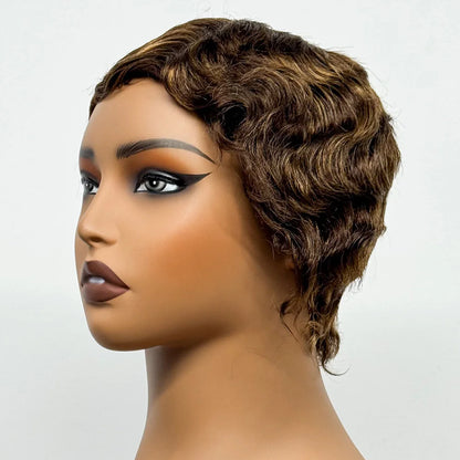 The Bohemian Pixie — Short Loose Wave Full Machine Made Wig (Density 150%)