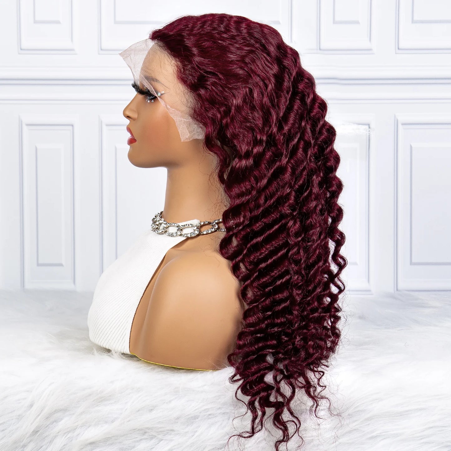 The Wine Dregs — 13x4 Lace Frontal Deep Wave Burgundy Ripe Wig (Density 250%)