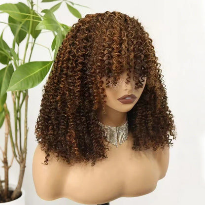 The Afro Crown — Kinky Curly Wig with Bangs (Maximum Density 350%)