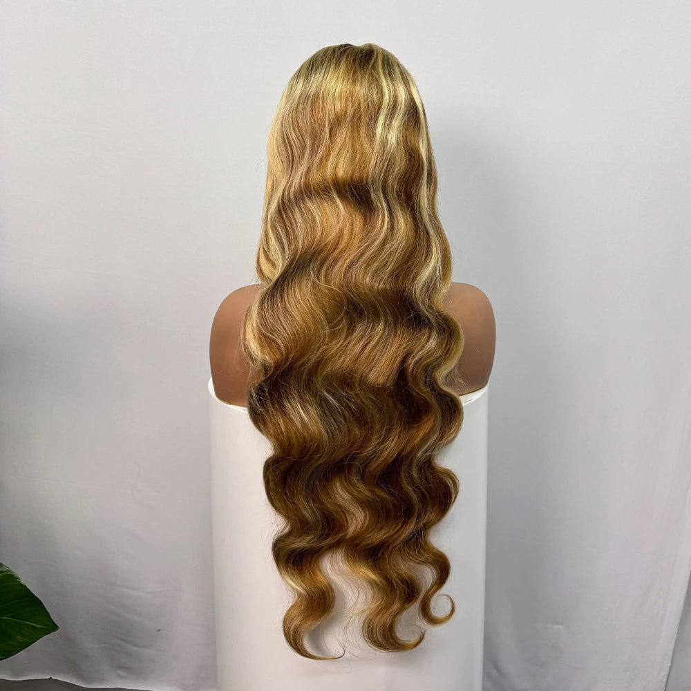 La Vague Solaire — Perruque 13x4 HD Lace Frontal Body Wave Balayage 30/613 (Densité 250%)