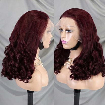 La Volcanique Fumi — Perruque 13x4 HD Lace Frontal Loose Bouncy Bordeaux Mûr (Densité 300%)