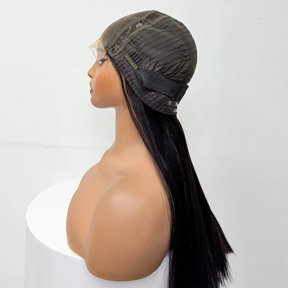 300% Density Glueless Human Hair Wig 24in 5x5 Transparent Lace Closure Wig Highlight Ombre Double Drawn Bone Straight Human Hair