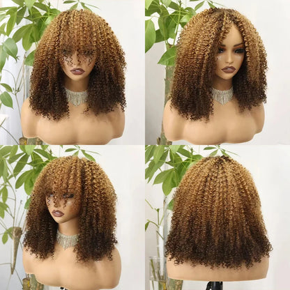 The Afro Crown — Kinky Curly Wig with Bangs (Maximum Density 350%)